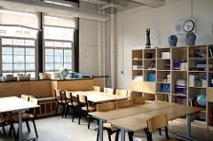 Classroom with empty desks